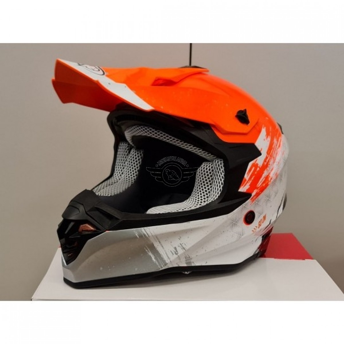 Casco One Helmets Racing Protezione Moto Cross Enduro Offroad Arancio Fluo  Bianco