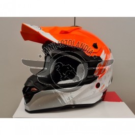 Casco One Helmets Racing Protezione Moto Cross Enduro Offroad Arancio Fluo Bianco