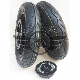 Coppia Cerchi 12" + Gomme Slick Intagliate Motard Pit Bike