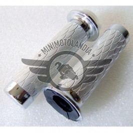 Manopole Cromate Argento Coppia Per Minimoto