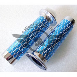 Manopole Cromate Blu Coppia Per Minimoto