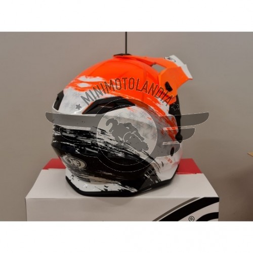 Casco One Helmets Racing Protezione Moto Cross Enduro Offroad Arancio Fluo Bianco