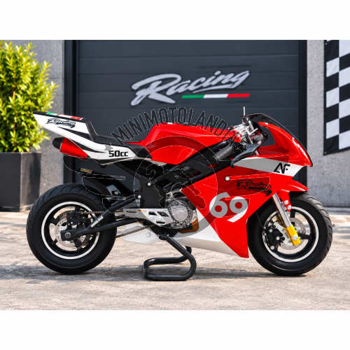Minimoto ROSSO RACING 49cc Raffreddata Aria Motore 49cc