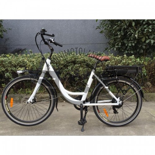 Bicicletta Elettrica 36v Batteria a Litio 11 Ah Shimano Bianco
